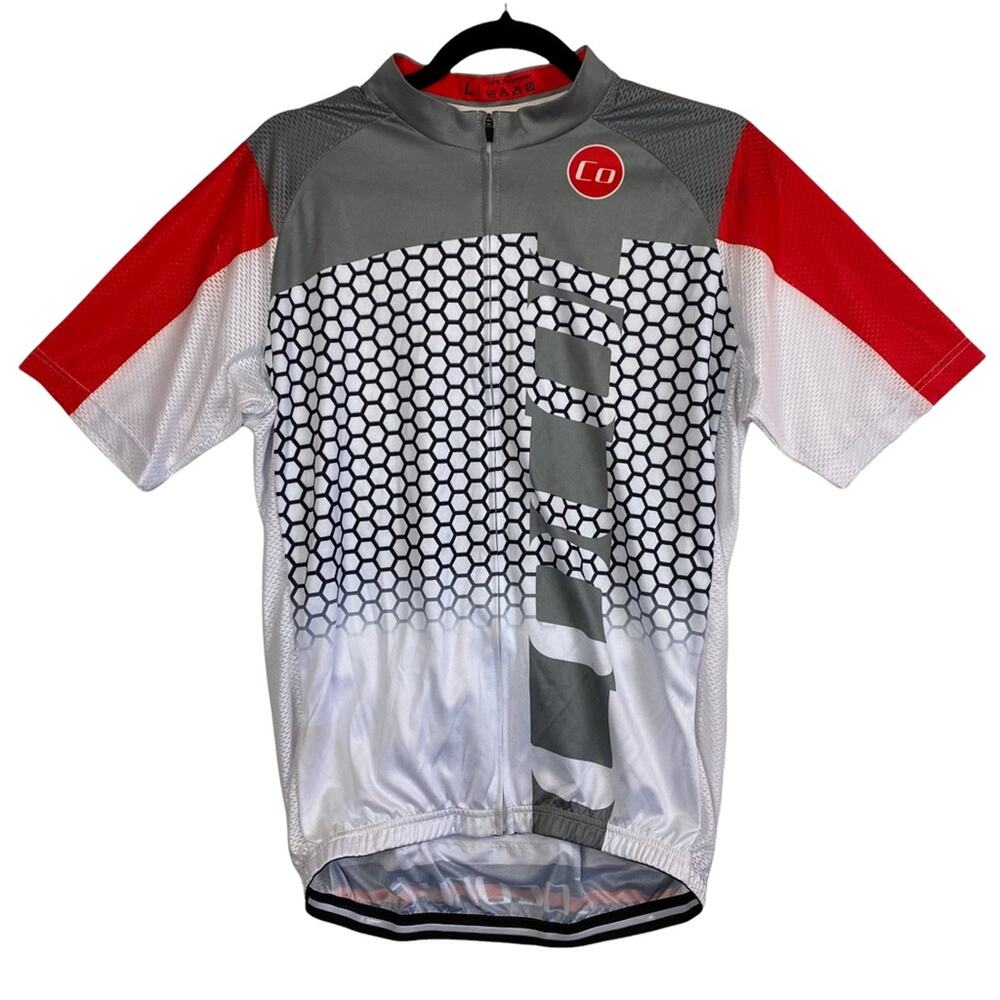 Coconut Gray White Full Zip Cycling Top Size Large